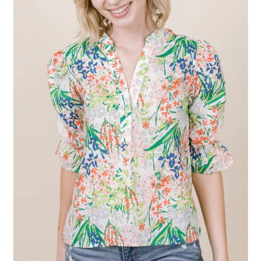 La Roque Betsy Blouse in Beachhouse Floral size Small